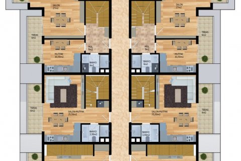 آپارتمان در  Alanya ، امارات متحده عربی 1 خوابه ، 62 متر مربع.  شماره 52533 - 21