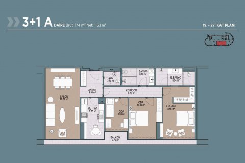 آپارتمان در  Istanbul ، امارات متحده عربی 3 خوابه ، 129 متر مربع.  شماره 53604 - 18