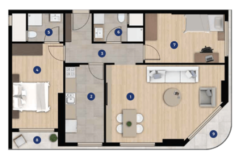 آپارتمان در  Izmir ، امارات متحده عربی 2 خوابه ، 75 متر مربع.  شماره 52400 - 23