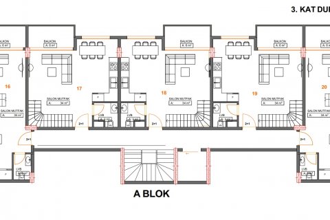 آپارتمان در  Alanya ، امارات متحده عربی 1 خوابه ، 52 متر مربع.  شماره 53969 - 9