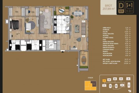 آپارتمان در  Istanbul ، امارات متحده عربی 3 خوابه ، 181 متر مربع.  شماره 51653 - 9