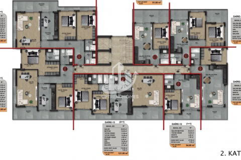 آپارتمان در  Oba ، امارات متحده عربی 1 خوابه ، 46 متر مربع.  شماره 47018 - 22