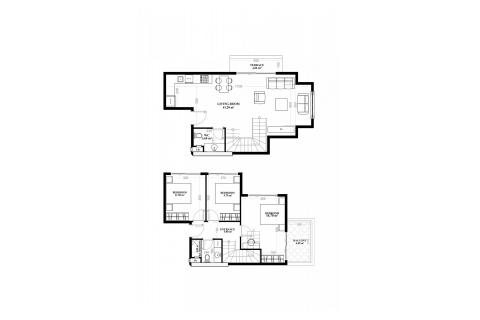 پنت هاس در در Yekta Blue V Residence Mahmutlar ، ترکیه 3 خوابه ، 134.3 متر مربع.  شماره 52129