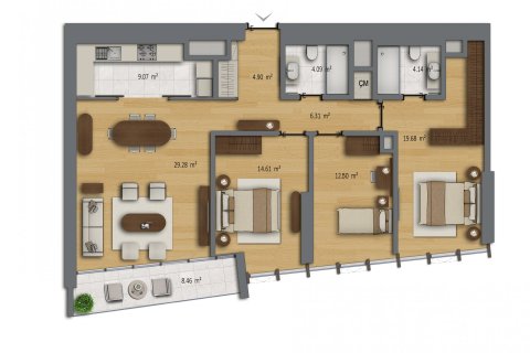 آپارتمان در Sisli،  Istanbul ، امارات متحده عربی 3 خوابه ، 166 متر مربع.  شماره 51494 - 23