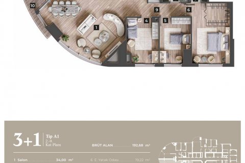 آپارتمان در  Izmir ، امارات متحده عربی 3 خوابه ، 100 متر مربع.  شماره 52447 - 28