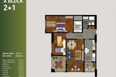 آپارتمان در  Istanbul ، امارات متحده عربی 2 خوابه ، 87 متر مربع.  شماره 53198 - 17
