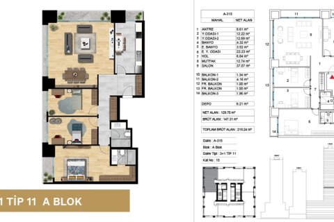 آپارتمان در Atasehir،  Istanbul ، امارات متحده عربی 3 خوابه ، 160 متر مربع.  شماره 53831 - 11