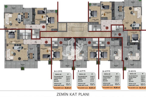 آپارتمان در  Oba ، امارات متحده عربی 1 خوابه ، 44 متر مربع.  شماره 47063 - 25