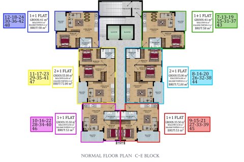 آپارتمان در  Alanya ، امارات متحده عربی 1 خوابه ، 51 متر مربع.  شماره 52520 - 14