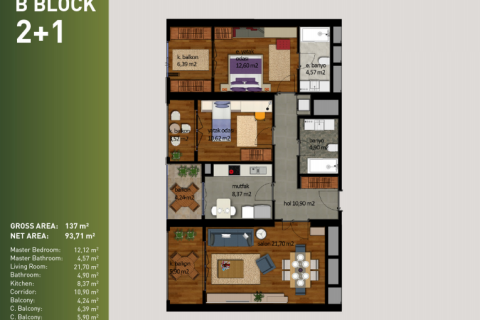 آپارتمان در  Istanbul ، امارات متحده عربی 2 خوابه ، 87 متر مربع.  شماره 53198 - 18