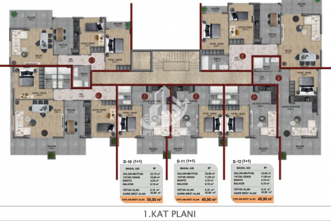 آپارتمان در  Oba ، امارات متحده عربی 1 خوابه ، 44 متر مربع.  شماره 47063 - 20