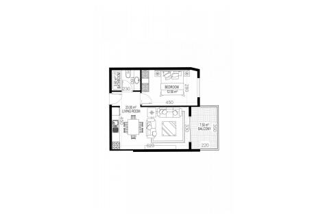 آپارتمان در در Yekta Sungate Residence Gazipasa ، ترکیه 1 خوابه ، 52 متر مربع.  شماره 51980