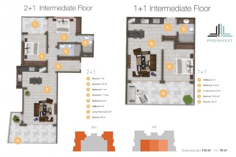 آپارتمان در  Alanya ، امارات متحده عربی 2 خوابه ، 110 متر مربع.  شماره 51463 - 25
