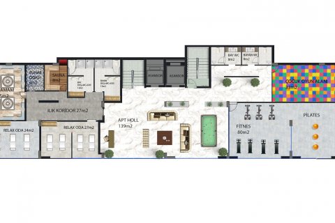 آپارتمان در  Alanya ، امارات متحده عربی 1 خوابه ، 55 متر مربع.  شماره 52419 - 23