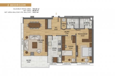 آپارتمان در Üsküdar،  Istanbul ، امارات متحده عربی 2 خوابه ، 135 متر مربع.  شماره 53771 - 13