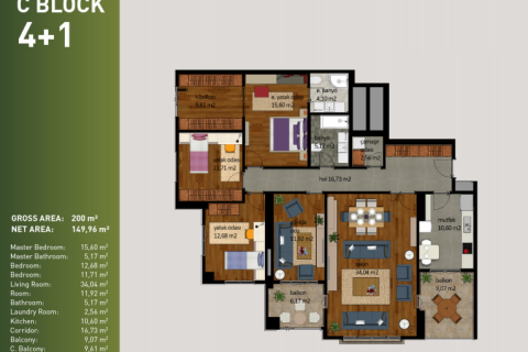 آپارتمان در  Istanbul ، امارات متحده عربی 4 خوابه ، 196 متر مربع.  شماره 53206 - 24