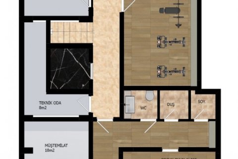 آپارتمان در  Alanya ، امارات متحده عربی 1 خوابه ، 55 متر مربع.  شماره 52534 - 14