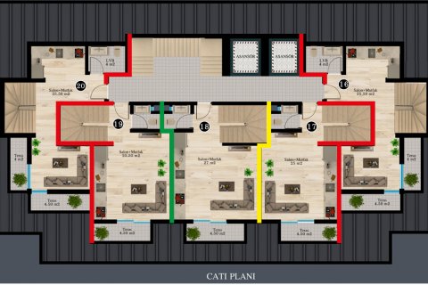 آپارتمان در  Alanya ، امارات متحده عربی 1 خوابه ، 62 متر مربع.  شماره 51485 - 20