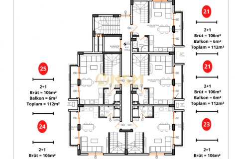 آپارتمان در  Alanya ، امارات متحده عربی 1 خوابه ، 57 متر مربع.  شماره 54031 - 16