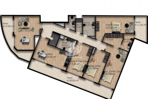 آپارتمان در  Gazipasa ، امارات متحده عربی 1 خوابه ، 60 متر مربع.  شماره 52732 - 12