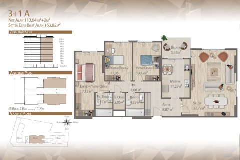 آپارتمان در  Istanbul ، امارات متحده عربی 3 خوابه ، 163 متر مربع.  شماره 51410 - 8
