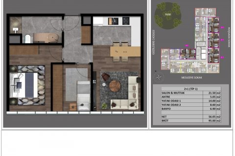 آپارتمان در  Istanbul ، امارات متحده عربی 2 خوابه ، 90 متر مربع.  شماره 52854 - 17