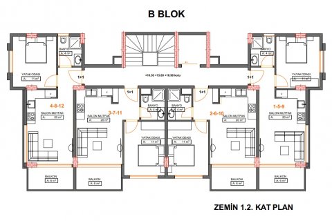 آپارتمان در  Alanya ، امارات متحده عربی 1 خوابه ، 52 متر مربع.  شماره 53969 - 10