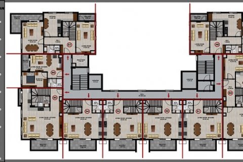 آپارتمان در  Alanya ، امارات متحده عربی 1 خوابه ، 52 متر مربع.  شماره 52522 - 19