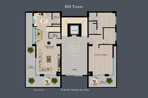 آپارتمان در در Hill Tower Residence (Аланья, Турция) Alanya ، امارات متحده عربی 3 خوابه ، 160 متر مربع.  شماره 56147 - 21