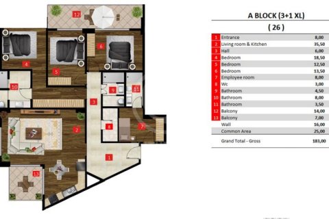 مجتمع مسکونی در  Alanya ، امارات متحده عربی 85 متر مربع.  شماره 55944 - 27