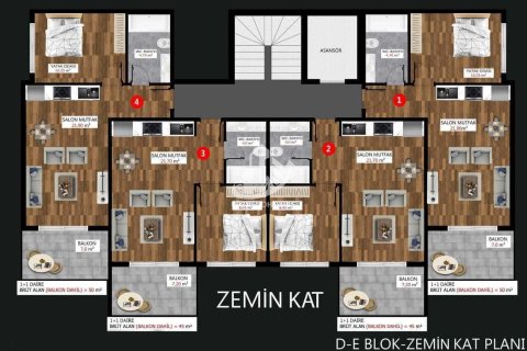 آپارتمان در Kargicak،  Alanya ، امارات متحده عربی 2 خوابه ، 85 متر مربع.  شماره 60510 - 26