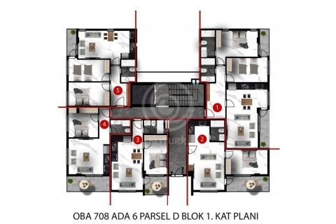آپارتمان در در Oba Kent Evleri Residence &#8212; стильные квартиры в популярном европейском районе Аланьи Alanya ، امارات متحده عربی 1 خوابه ، 94 متر مربع.  شماره 56645 - 20
