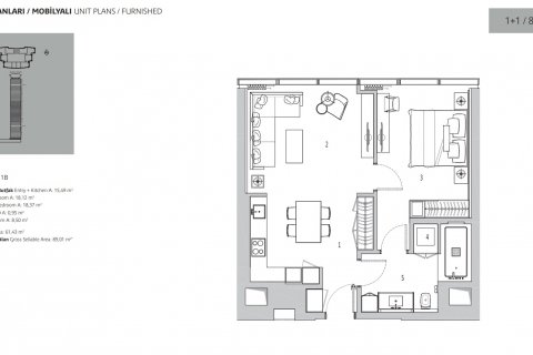 آپارتمان در Üsküdar،  Istanbul ، امارات متحده عربی 1 خوابه ، 89 متر مربع.  شماره 59993 - 26