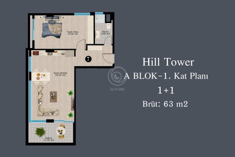 آپارتمان در در Hill Tower Residence (Аланья, Турция) Alanya ، امارات متحده عربی 3 خوابه ، 160 متر مربع.  شماره 56147 - 18