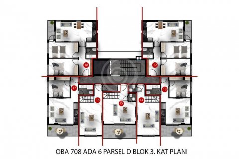 آپارتمان در در Oba Kent Evleri Residence &#8212; стильные квартиры в популярном европейском районе Аланьи Alanya ، امارات متحده عربی 1 خوابه ، 94 متر مربع.  شماره 56645 - 13
