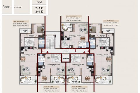 آپارتمان در در Residential complex in the area of ​​Mahmutlar is located just 200 meters from the pool Alanya ، امارات متحده عربی 2 خوابه ، 125 متر مربع.  شماره 58719 - 14