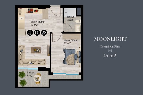 آپارتمان در در Moonlight Star Residence (Аланья, Турция) Alanya ، امارات متحده عربی 2 خوابه ، 90 متر مربع.  شماره 57034 - 24