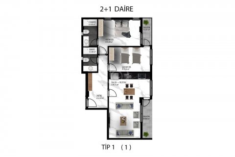 آپارتمان در در Oba Kent Evleri Residence &#8212; стильные квартиры в популярном европейском районе Аланьи Alanya ، امارات متحده عربی 1 خوابه ، 94 متر مربع.  شماره 56645 - 24