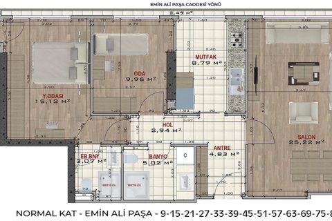 آپارتمان در Kadikoy، در Koru Residence Istanbul ، امارات متحده عربی 2 خوابه ، 99.36 متر مربع.  شماره 62256 - 4