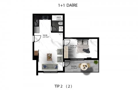 آپارتمان در در Oba Kent Evleri Residence &#8212; стильные квартиры в популярном европейском районе Аланьи Alanya ، امارات متحده عربی 1 خوابه ، 94 متر مربع.  شماره 56645 - 25