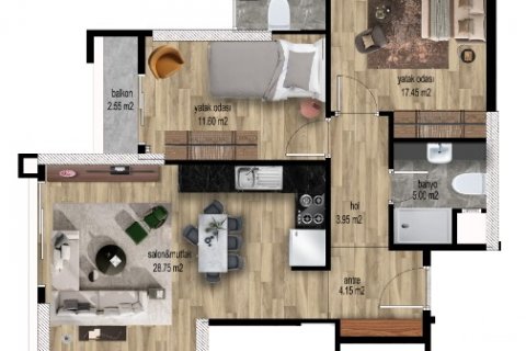 آپارتمان در  Mersin ، امارات متحده عربی 2 خوابه ، 110 متر مربع.  شماره 59433 - 20