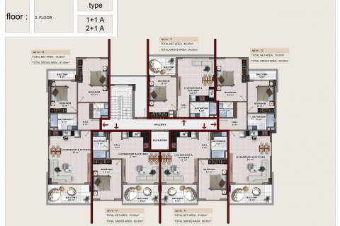 آپارتمان در در Residential complex in the area of ​​Mahmutlar is located just 200 meters from the pool Alanya ، امارات متحده عربی 2 خوابه ، 125 متر مربع.  شماره 58719 - 12