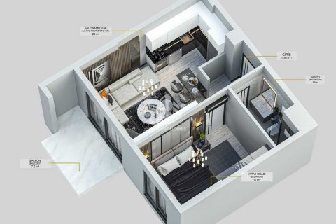آپارتمان در  Oba ، امارات متحده عربی 1 خوابه ، 52 متر مربع.  شماره 55318 - 30