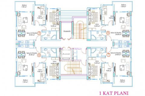 آپارتمان در  Avsallar ، امارات متحده عربی 2 خوابه ، 61 متر مربع.  شماره 61465 - 18