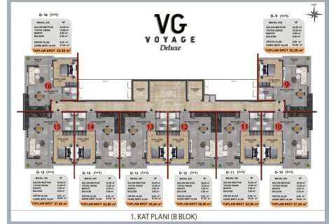آپارتمان در در Oba Voyage Deluxe Residence (Аланья, новостройки в Турции) Alanya ، امارات متحده عربی 1 خوابه ، 40 متر مربع.  شماره 56745 - 18