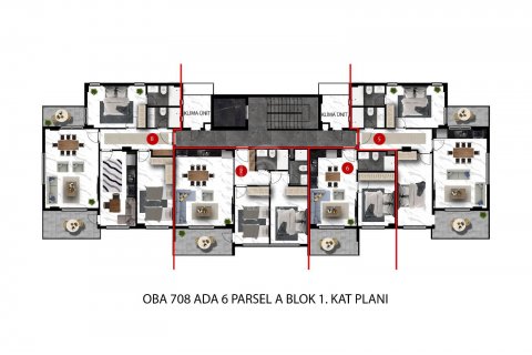 آپارتمان در در Oba Kent Evleri Residence &#8212; стильные квартиры в популярном европейском районе Аланьи Alanya ، امارات متحده عربی 1 خوابه ، 94 متر مربع.  شماره 56645 - 23