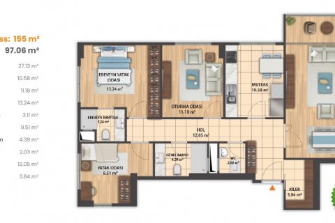 آپارتمان در  Istanbul ، امارات متحده عربی 3 خوابه ، 155 متر مربع.  شماره 64555 - 11