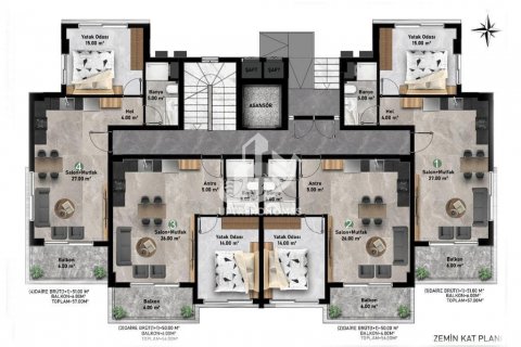 آپارتمان در  Alanya ، امارات متحده عربی 1 خوابه ، 56 متر مربع.  شماره 63274 - 26