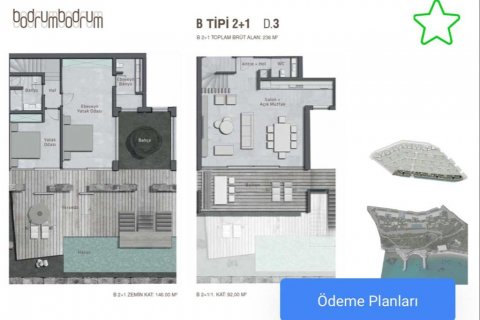 آپارتمان در  Bodrum ، امارات متحده عربی 2 خوابه ، 190 متر مربع.  شماره 63650 - 18