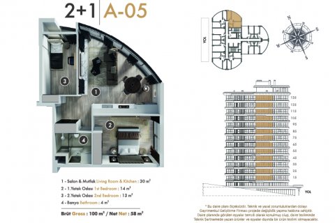 آپارتمان در  Istanbul ، امارات متحده عربی 2 خوابه ، 100 متر مربع.  شماره 64681 - 14